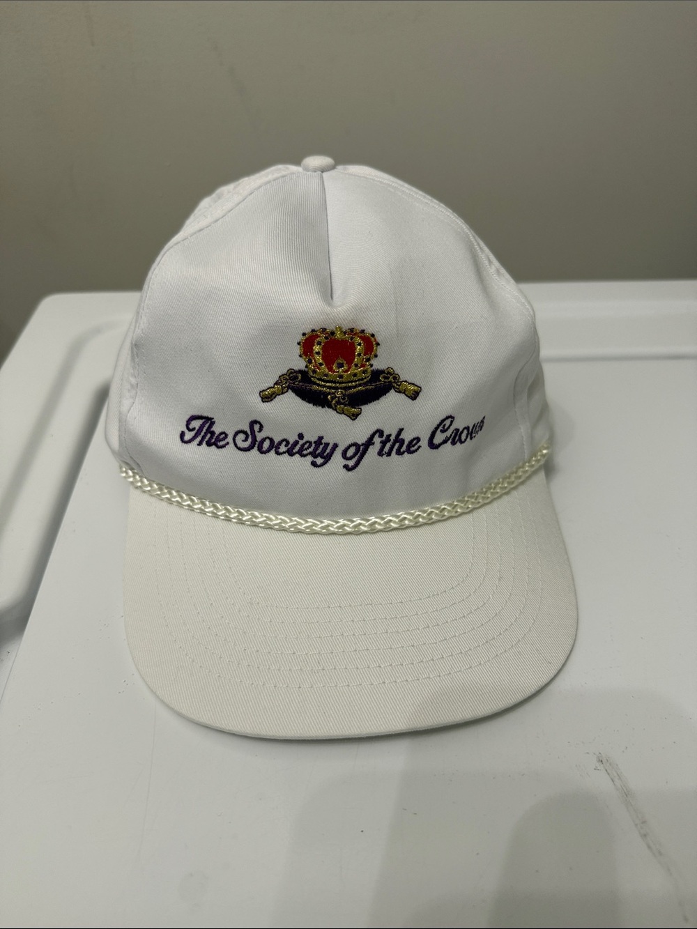 Vintage 80s Crown Royal "The Society of the Crown" White Rope 5 Panel Snapback